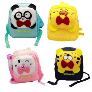 Sac à dos enfant toile nylon, avec porte bouteille, 4 animaux assortis