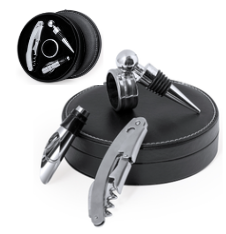 Set de vins en acier inox finition eco-cuir