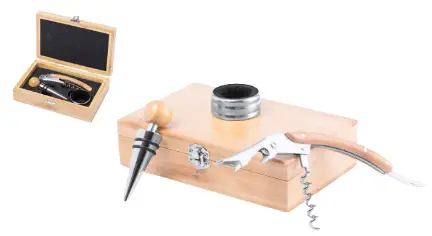 Ensemble vin, 3 accessoires dans coffret bambou