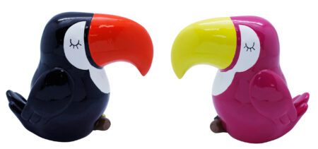 Tirelire toucan, assorties rose et noir x 6 pcs