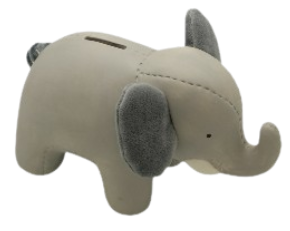 Tirelire éléphant en céramique mat, oreilles et queue en velours