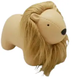 Tirelire lion en céramique mat , collier et queue façon fourrure