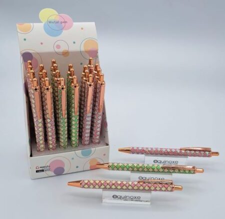 Stylo bille retractable motifs arlequin assorties x24