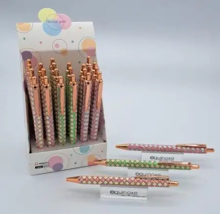 Stylo bille retractable motifs arlequin assorties x24