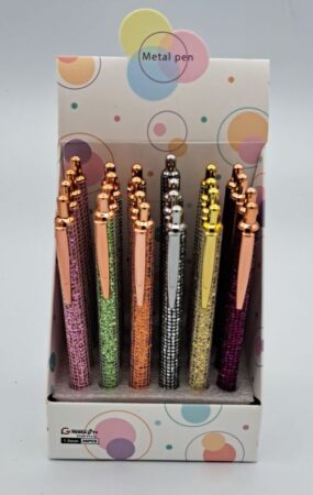Stylo bille strass retractable modèles assorties x24