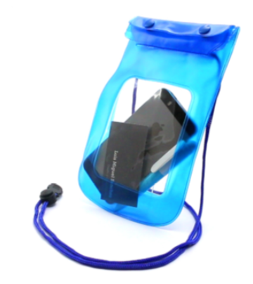 Fourre-tout imperméable en PVC translucide avec fenêtre frontale transparente, fonction tactile et fermeture étanche par bouton pression