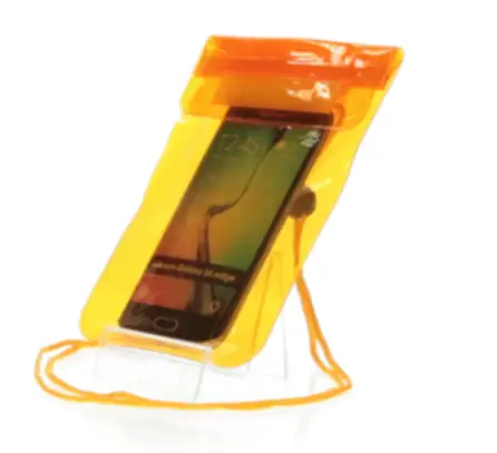 Fourre-tout imperméable de grande taille en PVC transparent. Avec fonction tactile et fermeture étanche.