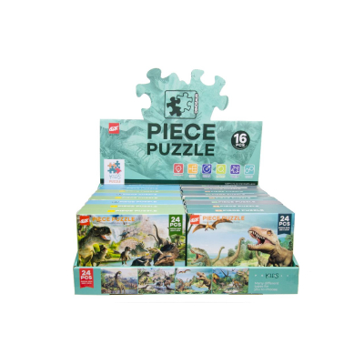 Présentoir puzzle Dinosaure enfants 24 pces. Modèles assorties x16