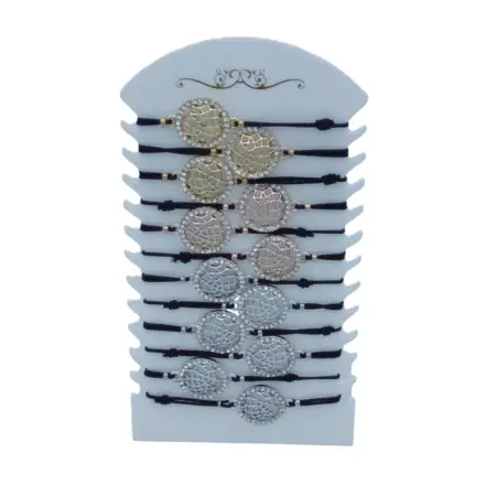 Bracelets fins métal et strass motifs rosaces X12