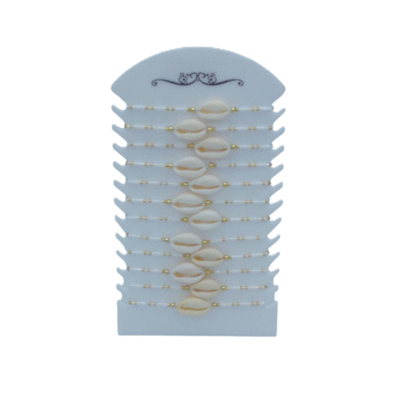 Bracelet ajustable,perles et coquillages x 12
