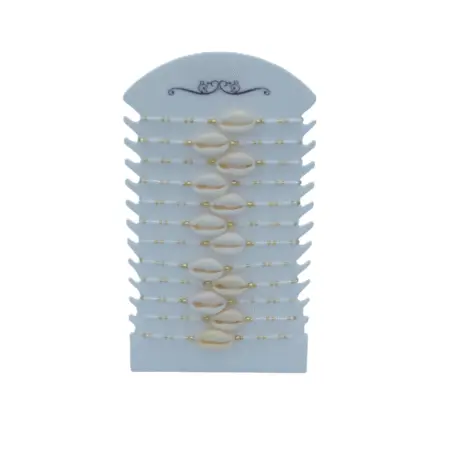Bracelet ajustable,perles et coquillages x 12