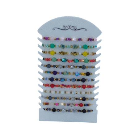 Bracelet ajustable,perles multicouleurs x 12