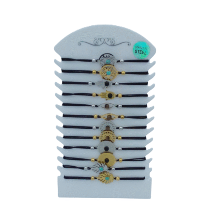 Bracelet ajustable differents motifs acier inox gold/sylver x12