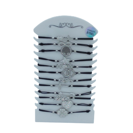 Bracelet ajustable en acier chromé inox assortis x 12