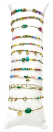 Bracelet acier inox gold et perles colorées assortis x12