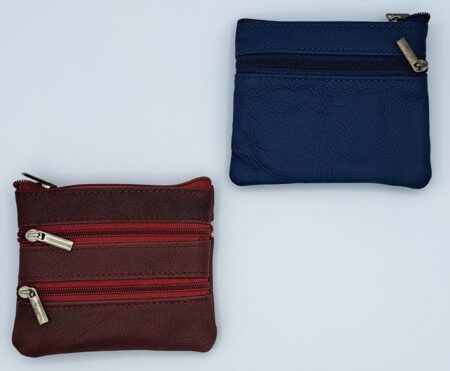 Porte-monnaie cuir vachette porte-clés quatre zip en PU couleurs assorties