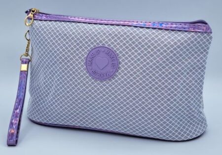 Pochette de toilette pailletée en polyester texte "make up". Couleurs assorties x12