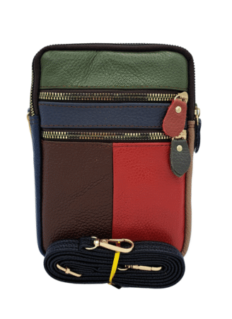 Sac à bandouliere amovible, multicouleur en cuir MM 21x15x3cm