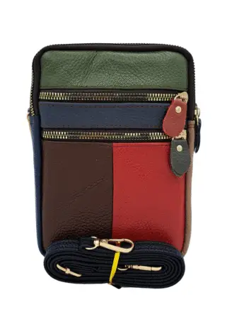 Sac à bandouliere amovible, multicouleur en cuir MM 21x15x3cm
