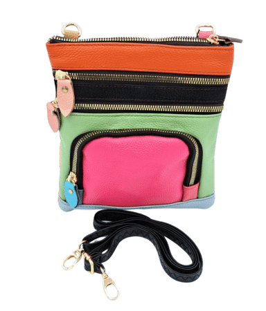 Sac à bandouliere amovible, multicouleur en cuir 22x19x2cm