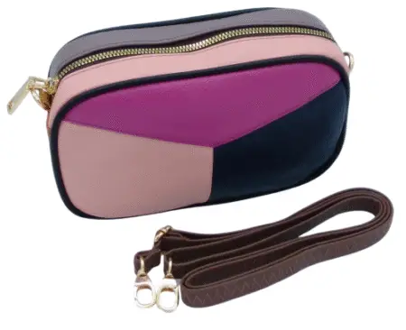 Sac ovale à bandoulière amovible, multi couleur en cuir
