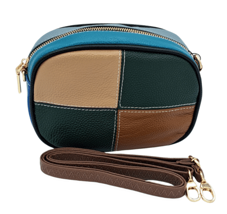 Sac ovale à bandouliere amovible, multicouleur en cuir 19X14X6cm