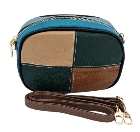 Sac ovale à bandouliere amovible, multicouleur en cuir 19X14X6cm