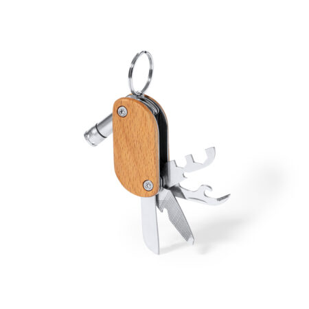 Porte-clés multifonctions en bois et métal