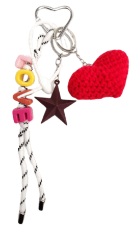 Porte-clés charms accessoire pour sac forme coeur rouge love