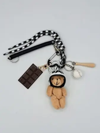 Porte-clés charms accessoire pour sac ourson beseball et tablette choco