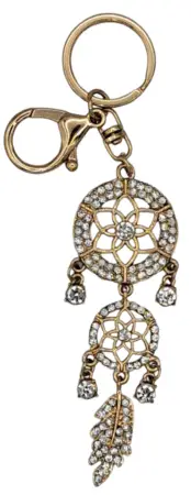 Porte-clés attrape rêve gold & stras
