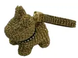 Porte-clés chien entierement strassé avec lanière et mousqueton gold