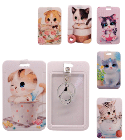 Porte-clé porte carte motif chat assortis