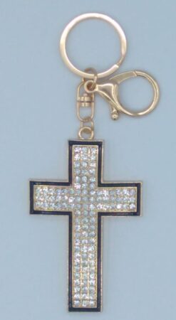 Porte-clés croix gold et strass