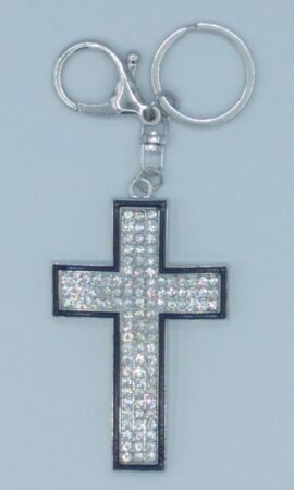 Porte-clés croix sylver et strass