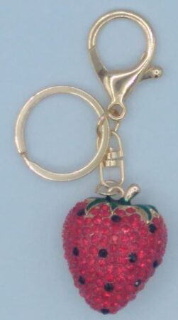 Porte-clés fraise doré et strass
