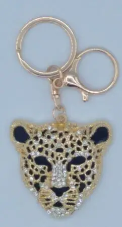 Porte-clés leopard doré et strass