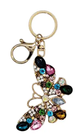 Porte-clés papillon  gold & strass