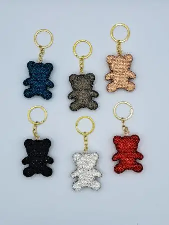Porte-clés ourson total strass. Couleurs assorties