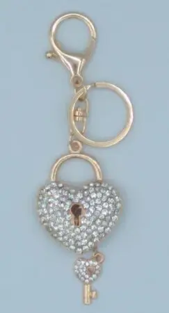 Porte-clés cadena coeur av clef gold strass