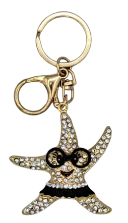 Porte-clés étoile de mer gold& strass