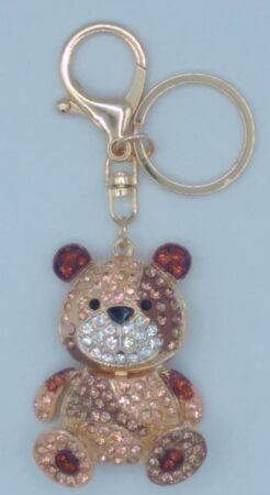 Porte-clés ours doré coloré et strass