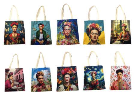 Sac shopping bag  "Frida kalo", Motifs assortis x10