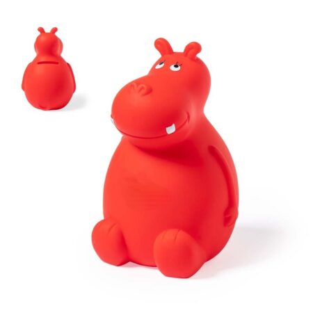 Tirelire au design original d'hippopotame, en PVC souple et résistant adapté aux enfants.