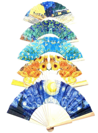 Eventail motif impressionniste Van Gogh assortis x12