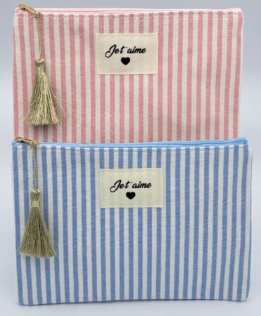 Pochette cosmétique en tissu "je t'aime" coloris assortis