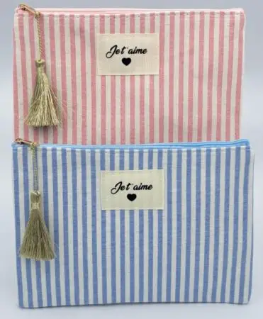 Pochette cosmétique en tissu "je t'aime" coloris assortis