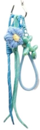 Porte-clés charms accessoire pour sac petite fleur en laine et chien. Couleurs assorties