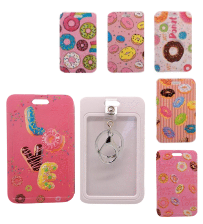 Porte-clé porte carte motif Donuts assortis