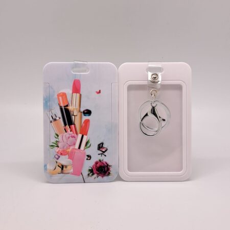 Porte-clé porte carte motif maquillage assortis
